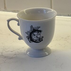 Anthropologie vintage Missus Monogram C White Pedestal Mug Cup Letter initial
